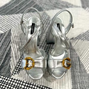 Dolce & Gabbana Silver Shoes with Gold Logo